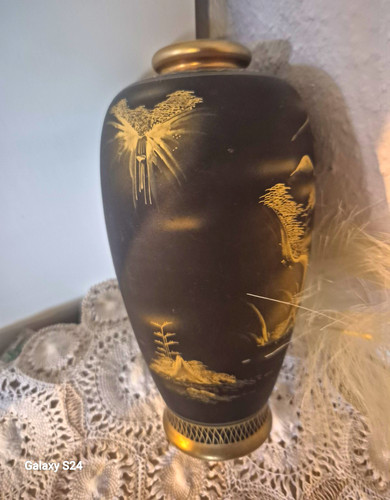 Keramikvase schwarz gold - keramikvase, schwarz/gold