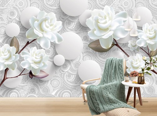 Weiße blumen q9415 tapete - weiße,