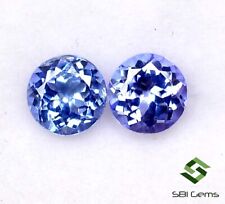 1.28 Cts Zertifiziert Natürliche Tansanit Rund Schliff Paar 5 MM Facettiert Lose