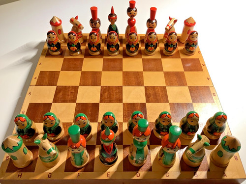 Vintage ussr schach spiel - vintage, schach-spiel