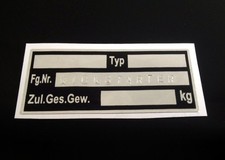 Typenschild, unbeschriftet