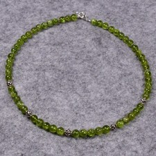 Peridot Halskette, 925er Silber, Edelsteinhalskette (K2201), Edelsteinschmuck