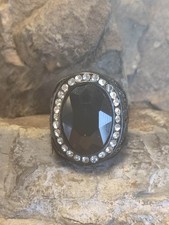 Herren Ring Gr 57 in Schwarz Gothic schöner großer fetter schwarzer Stein Vampir