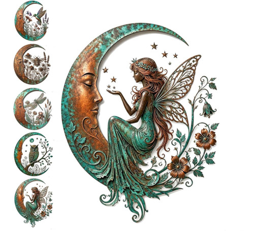 Metal dragonfly moon wall - dragonfly,