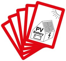 5 Stück – Aufkleber Brandschutzzeichen „PV-Anlage Battery“ Folie | 10,5 x 14,8cm