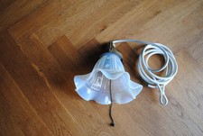 Lampe Jugendstil um 1900 Hängelampe Messing Glas hellblau E27 Zugschalter.