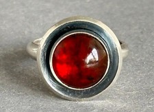 Danish skandinavisches Design Vintage Silber Ring Amber Bernstein N. E. From .