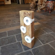 Toilettenpapierhalter Ersatzrollenhalter Teak Altholz handgefertigtes Unikat