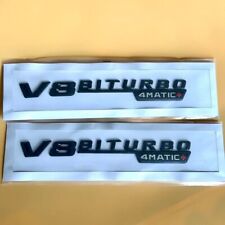 Mercedes AMG V8 BITURBO 4MATIC+ Kotflügel Embleme Glänzend schwarze Aufkleber