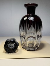 Dorotheenhütte Kristall-Karaffe Rubin Rot Überfangschliff W. Germany Vintage