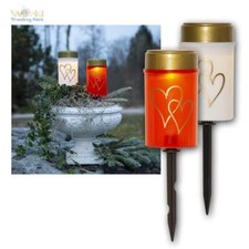 Solar LED Grablicht HERZ mit Dämmerungssensor, Grab-Kerze für Außen, Grableuchte