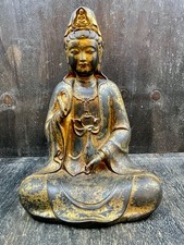 rare Bronze Buddha Statue Guanyin Bodhisattva  restvergoldet  China Signatur