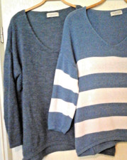 PM Selectted 2x Oversize Pulli in rauchblau & rauchblau / weiss Gr. 46/48