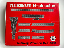 Fleischmann N piccolo - 9194 Dreiweg-Weichen Set - gebraucht mit OVP
