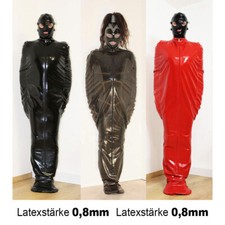 100% Latex 0,8 Bodybag + Armtaschen Latexanzug Bondage/Schwitz/Fessel/Sauna-Sack