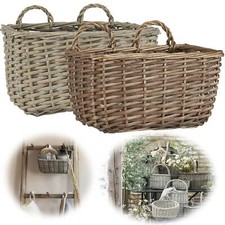 Vintage Rattan Wandkorb Aufbewahrungskorb Deko Küchen Regal-Korb Allzweck-Korb