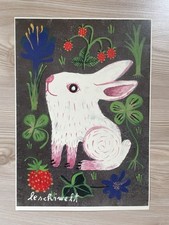 Original Poster Druck Nora Leschinski Kunst leschiwelt  Hase Blumen Natur A4 