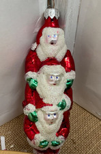 Rarität: Christbaumschmuck Weihnachtsmann Pyramide/Stapel, mundgeblasenes Glas,