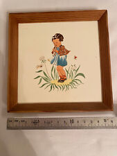 Bild Fliesenbild Fliese mit Rahmen alt antik handgemalt signiert Signum AG