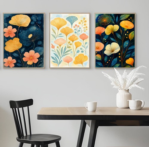 3er set abstraktes blumen - set,