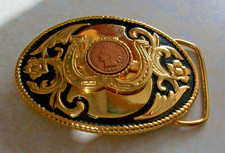 5# Messing Gürtelschnalle gold und schwarz Farbe mit einer amerikanischen Münze von 1904