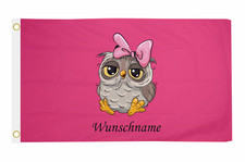 Fahne Flagge kleine Eule rosa