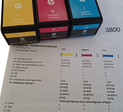 Tinte 976yc l0s29yc l0s30yc - hp,