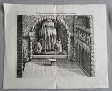 Orig. Kupferstich Merian, ca. 1643, kleinere Grotte im Lustgarten zu Heidelberg