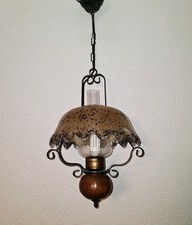 Vintage Hängelampe Deckenlampe Antik Landhausstil Lampe Metall Glas Retro 1960er