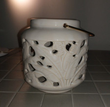 DEPOT Windlicht JUNGLE-off white Laterne mit goldenen Henkel, Keramik 