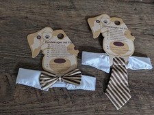 Kragen Krawatte Schlips Fliege Small Hunde/Katzen Bolonka Weiß/Braun Satin