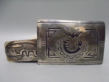 Sterling Silber Gürtelschnalle, T.Billy, Motiv 'Indian Spirit'. #K-456-11