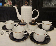 10 x Freiberger Porzellan Diamant und Diamant Echt Kobalt Kaffeegeschirr