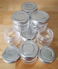 Miniglas Tiegel 30ml mit Deckel Salbentiegel Schmuckglas 10 Stück silber