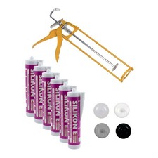 6 Silikon Sanitär Sanitärsilikon Dichtstoff Bad Küche Dusche Kartuschenpresse