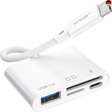 JSAUX USB C SD Kartenleser mit USB 3.0 Port & Ladeanschluss | 4-in-1 Micro