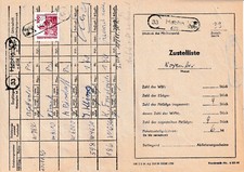 DDR, 1990, Zustellliste für Pakete, R-Brfe.,  mit Marken der DM-Ausgabe,