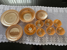 Anchor Hocking SUBURBIA FireKing 20-tlg USA Peach Kaffeetassen Teller Schüssel