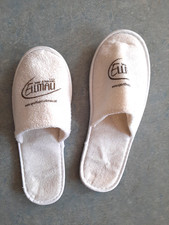 Einfache Textil-Pantoffel * Frottee * ca. 42/44 * gewaschen * unisex * weiß **