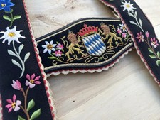 Urig, alter Bestickter Werdenfelser Hosenträger Wappen zur Hirschlederhose 96cm