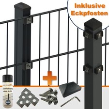 Doppelstabmattenzaun inkl Eckpfosten Doppelstab Zaun Gitterzaun Gartenzaun Draht