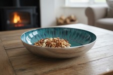 Dekoschale,Metallschale,Edelstahl,farbig emailliert,4 Größen und 2 Farben