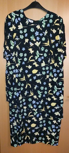 Damen kleid schwarz mit blumen - schwarz,