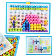 Kinder Pädagogisches Spielzeug Mosaik Peg Board Puzzle 592 Pilz Pegs Kreative