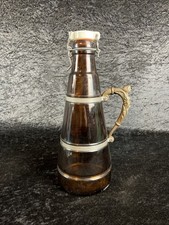 XXL Bierflasche Karaffe Bügelflasche 2 Liter Zinn/Messing Griff Glas Vintage 