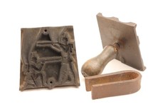 Alte Guss Form Zinn Figur Soldat stehend u kniend Pickelhaube Gießform Zinnguss 