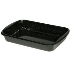 Riess Emaille Auflaufform schwarz 32 cm Bratreine Bräter Bratreindl Premium