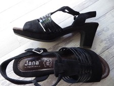 Jana fashion - neue Leder Sandale, Pumps - Gr. 37,5 - schwarz - Weite H - Schuhe