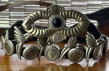 Vintage 70’s Statement Waist Belt Coins Native American Look Silvered Metal
