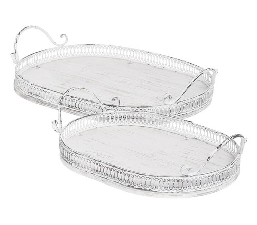 Tablett oval landhaus stil - tablett,